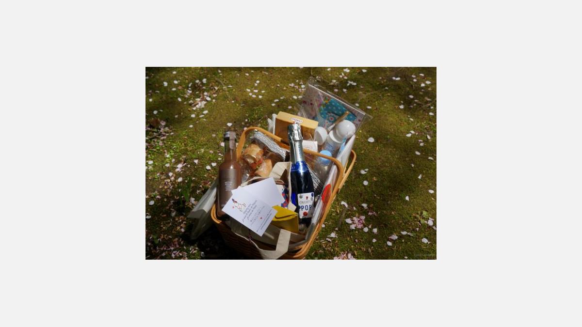 Panier gourmand du déjeuner sur l'herbe