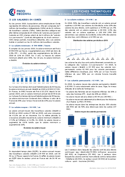 Fiche thématique : les salaires en Corée Fiche thématique : les salaires en Corée