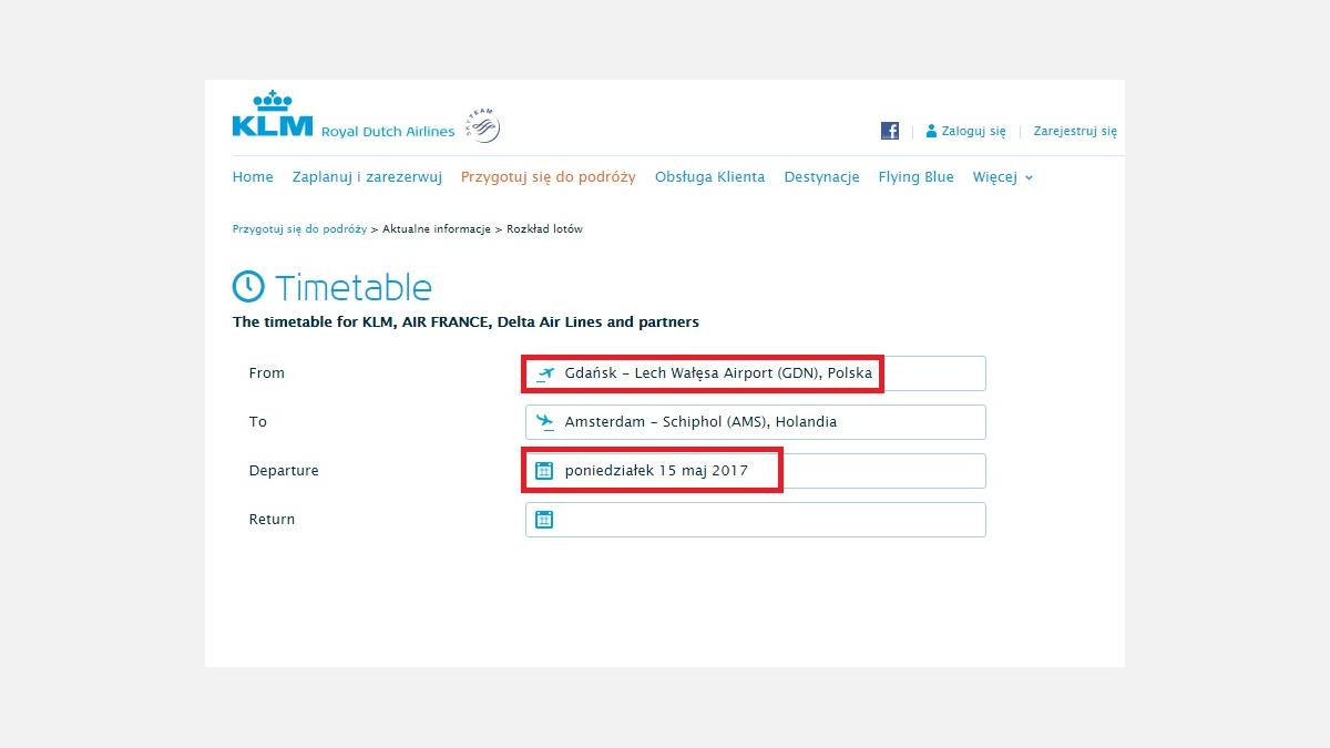 lot KLM Gdansk