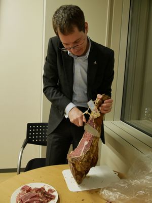 Our Administrator, Benoit Ruleau, handling the knife with professional skill.