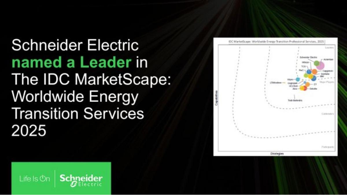 Schneider Electric named leader in IDC MarketScape for Energy Transition Services