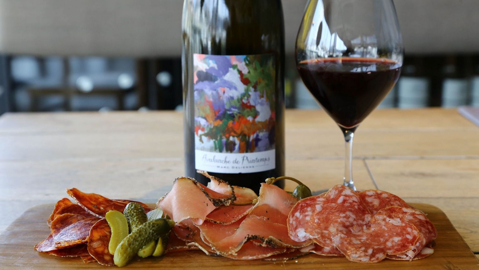 Charcuterie selection with Domaine Marc Delienne Beaujolais - apero wine bar aoyama