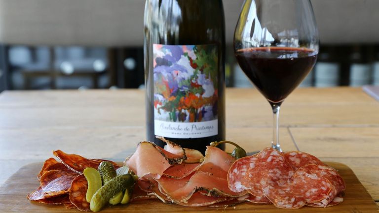 Charcuterie selection with Domaine Marc Delienne Beaujolais - apero wine bar aoyama