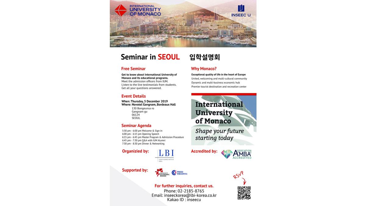 "Study in Monaco" Seminar in Seoul - LBI, FKCCI