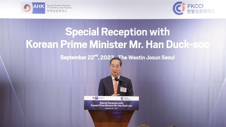 한덕수 국무총리, 프랑스·독일 상공회의소와 함께 한국의 경제 발전 및 투자 기회를 평가하다