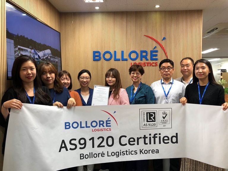 [Translate to Coréen:] Bolloré Logistics, the First AS9120 Certified Freight Forwarder in Korea