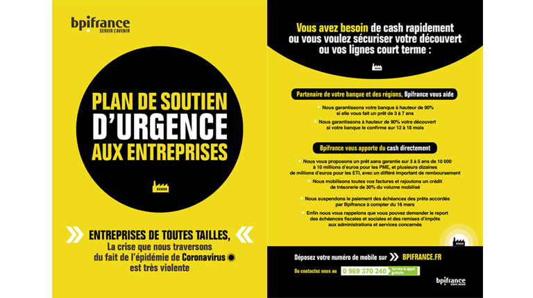 Bpifrance active des mesures exceptionnelles de soutien aux entreprises en France