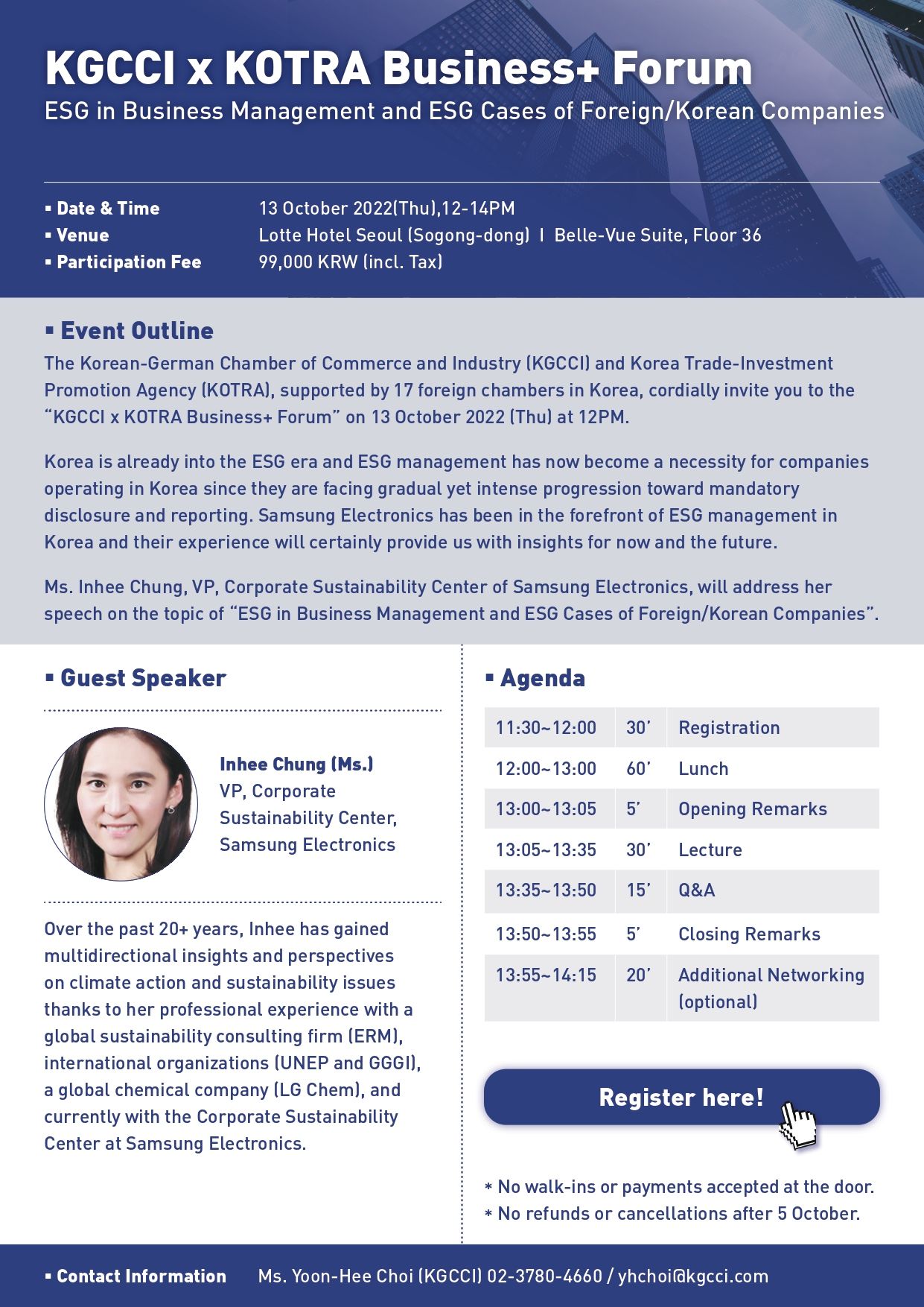 KGCCI x KOTRA Business+ Forum - ESG in Business Management and ESG Cases of Foreign/Korean Companie