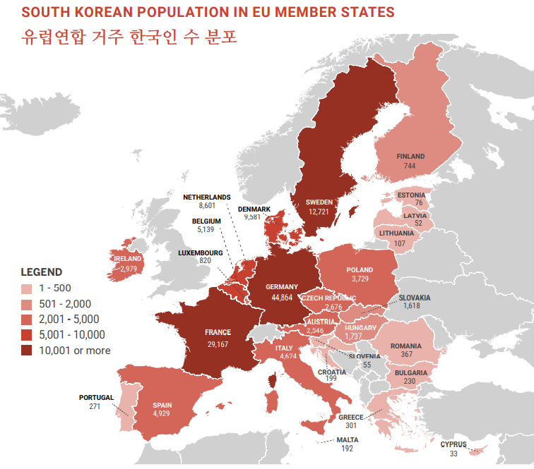 Population coréenne en Europe et en France (2018)