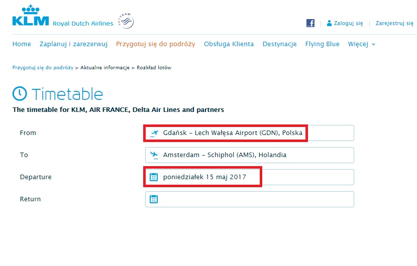 lot KLM Gdansk