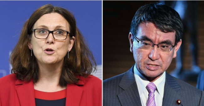 Cecilia Malmström et Taro Kono