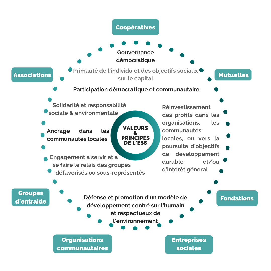 Illustration 1: Acteurs et principes fondamentaux de l’ESS Illustration 1: Acteurs et principes fondamentaux de l’ESS