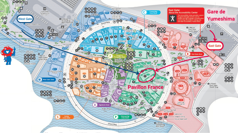 Plan d'accès au Pavillon France