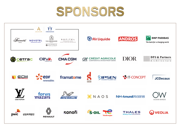 Accor Air Liquide Ambassador Andros BNP Paribas CA-CIB (Crédit Agricole Corporate & Investment Bank) CEVA Logistics CetraC CMA CGM Dior DPJ & Partners Architecture ECM EDF Renewables Fairmont Framatome Forvis Mazars Ipsen IT-Concept JCDecaux Louis Vuitton Michelin NAOS NH-Amundi Novotel Ocean Winds Pullman PwC Renault S-OIL Sanofi SEB Sofitel TotalEnergies Veolia 삼일회계법인 (Samil PwC) Thales