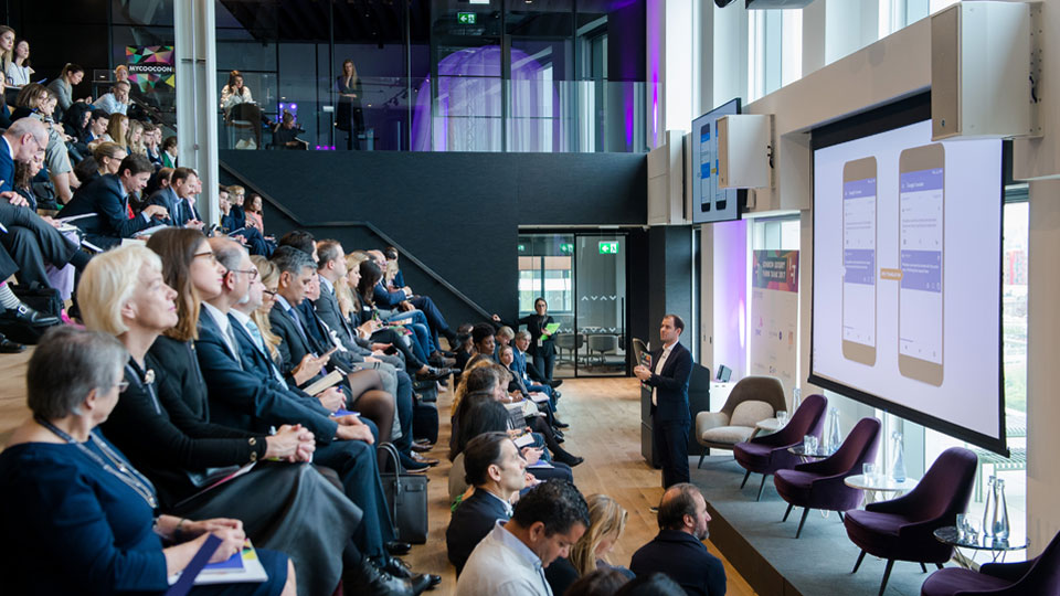 Attendees at a French Chamber networking event